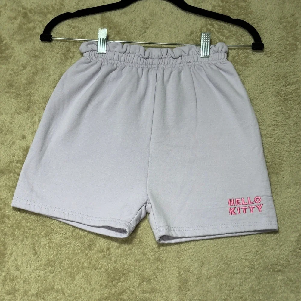 Hello Kitty Sweatshirt Shorts Set Girls Size 10 Purple Sequin Lounge